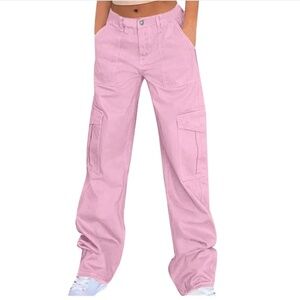 Soft Pink Baggy Cargo Jeans Size Small New With Tags